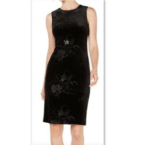 NWT! Calvin Klein Velvet Sequin Floral Sheath Dress 2